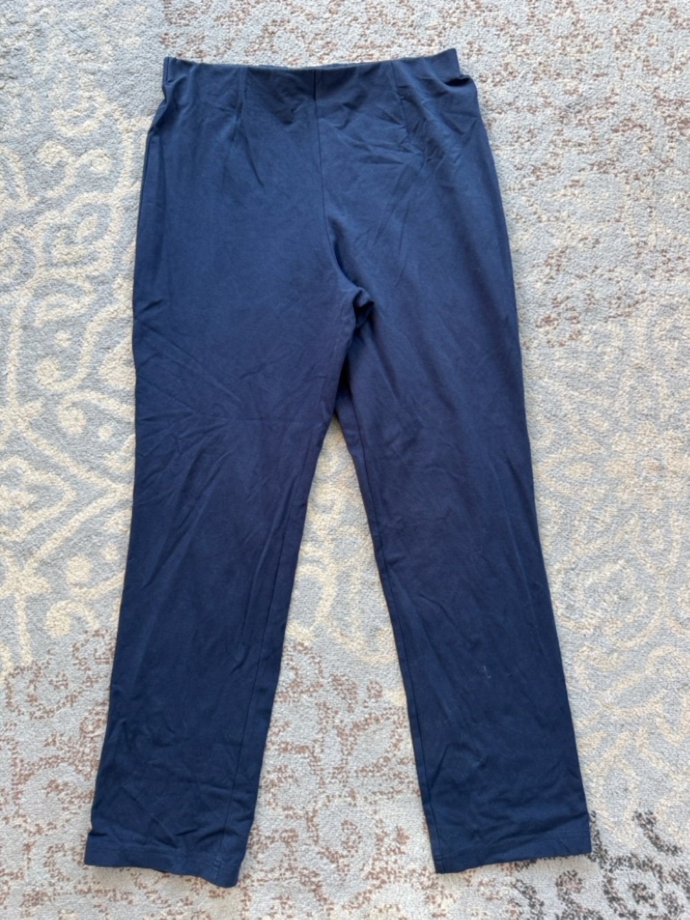 L.L. Bean Elastic Waistband Pants Navy Medium